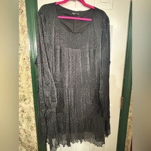 SHEIN Black Shimmer Long Sleeve Dress